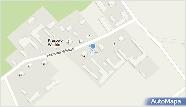 Krasowo Wielkie, Krasowo Wielkie, 13, mapa Krasowo Wielkie