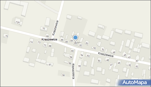 Kraszewice, Kraszewice, 63, mapa Kraszewice