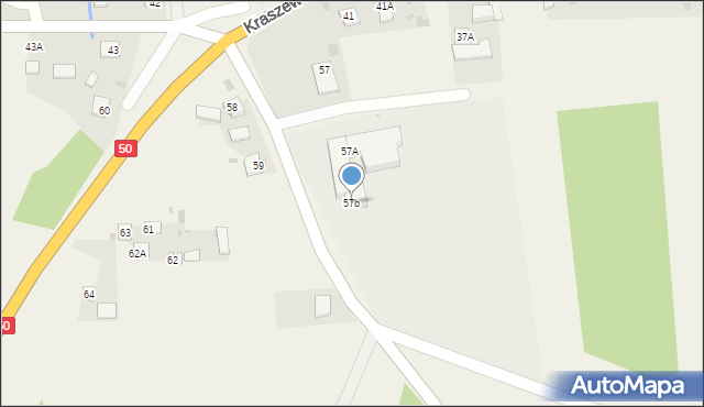 Kraszewo, Kraszewo, 57b, mapa Kraszewo