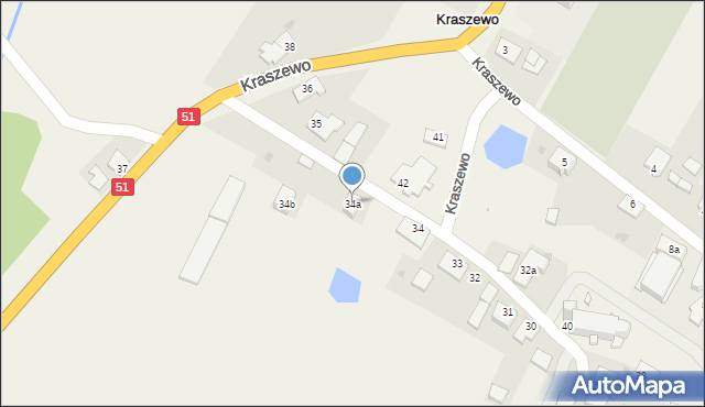 Kraszewo, Kraszewo, 34a, mapa Kraszewo