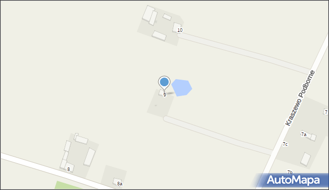 Kraszewo Podborne, Kraszewo Podborne, 9, mapa Kraszewo Podborne