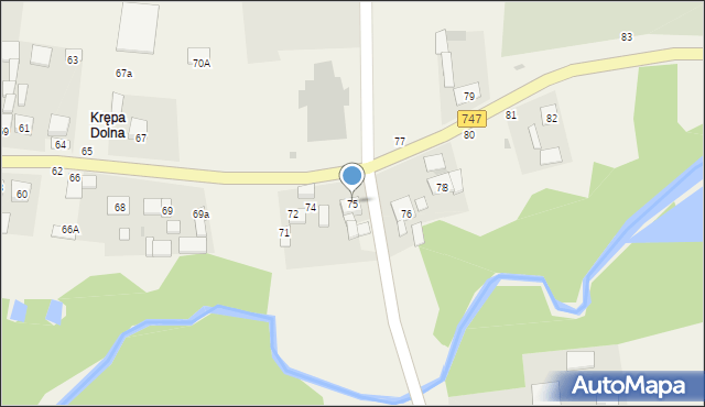 Krępa Kościelna, Krępa Kościelna, 75, mapa Krępa Kościelna