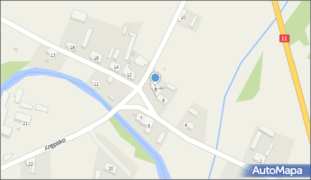 Krępsko, Krępsko, 8, mapa Krępsko