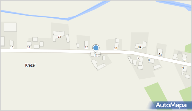 Krężel, Krężel, 11, mapa Krężel