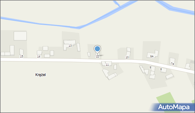 Krężel, Krężel, 12, mapa Krężel