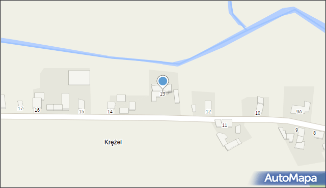 Krężel, Krężel, 13, mapa Krężel