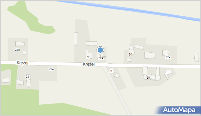Krężel, Krężel, 22A, mapa Krężel
