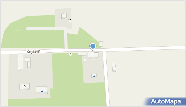 Krężelin, Krężelin, 1, mapa Krężelin