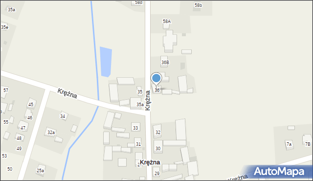 Krężna, Krężna, 36, mapa Krężna