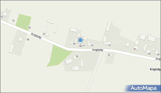 Krężoły, Krężoły, 54, mapa Krężoły