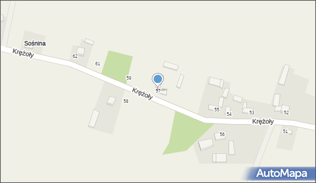 Krężoły, Krężoły, 57, mapa Krężoły
