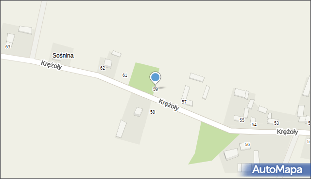 Krężoły, Krężoły, 59, mapa Krężoły