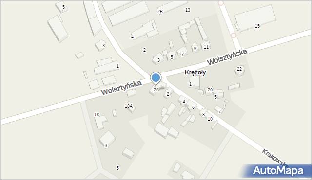Krężoły, Krakowska, 2A, mapa Krężoły
