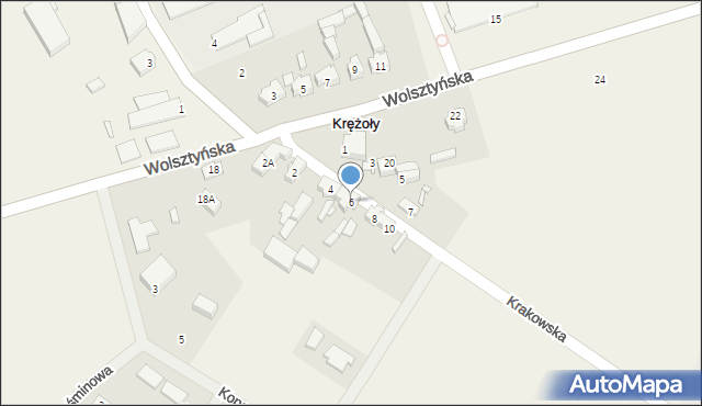 Krężoły, Krakowska, 6, mapa Krężoły