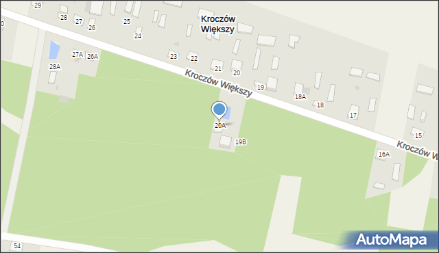 Kroczów Większy, Kroczów Większy, 20A, mapa Kroczów Większy