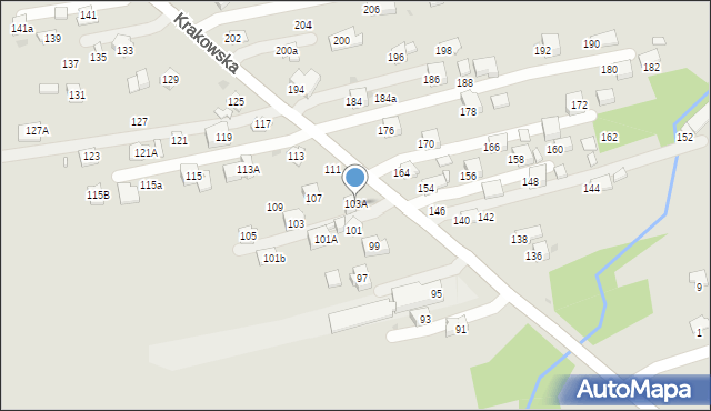 Krosno, Krakowska, 103A, mapa Krosna