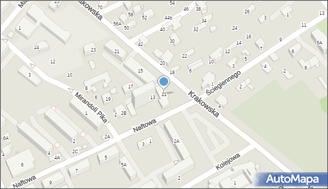 Krosno, Krakowska, 11, mapa Krosna