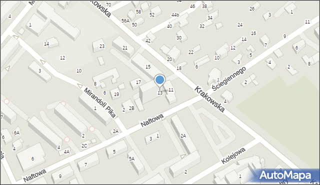 Krosno, Krakowska, 13, mapa Krosna