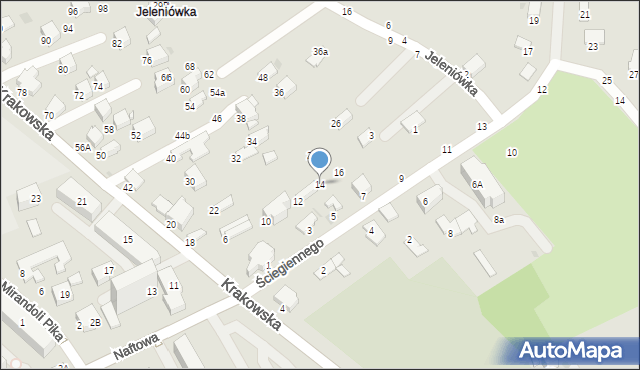 Krosno, Krakowska, 14, mapa Krosna