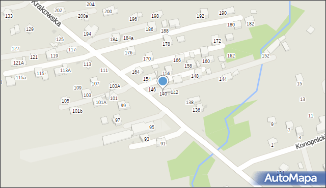 Krosno, Krakowska, 140, mapa Krosna