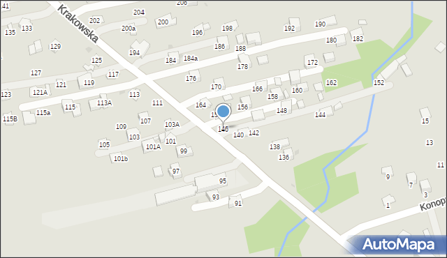 Krosno, Krakowska, 146, mapa Krosna