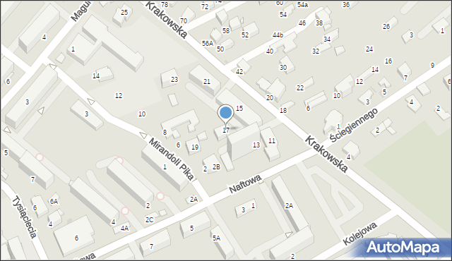 Krosno, Krakowska, 17, mapa Krosna
