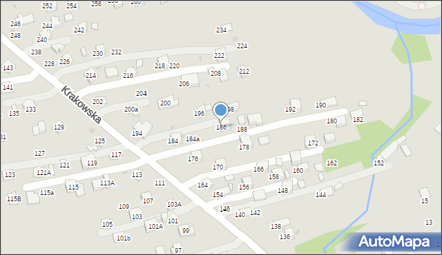 Krosno, Krakowska, 186, mapa Krosna