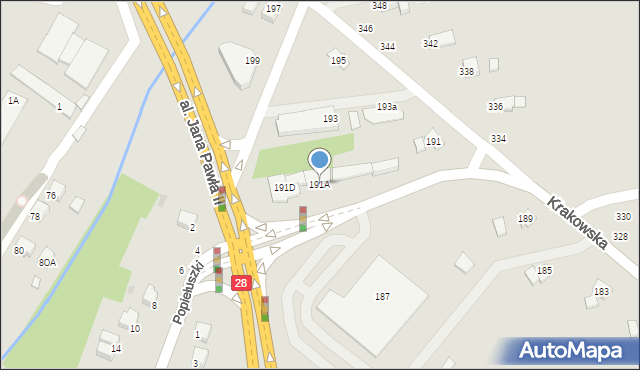 Krosno, Krakowska, 191A, mapa Krosna