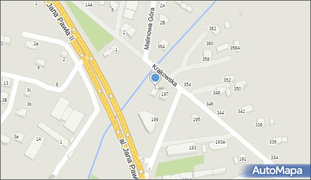 Krosno, Krakowska, 197a, mapa Krosna