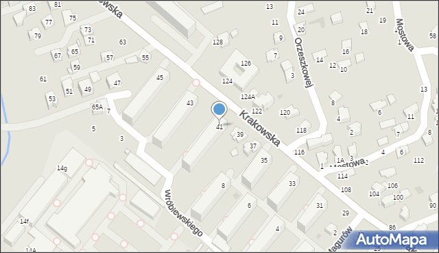 Krosno, Krakowska, 41, mapa Krosna