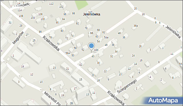 Krosno, Krakowska, 44a, mapa Krosna