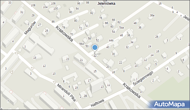 Krosno, Krakowska, 48a, mapa Krosna