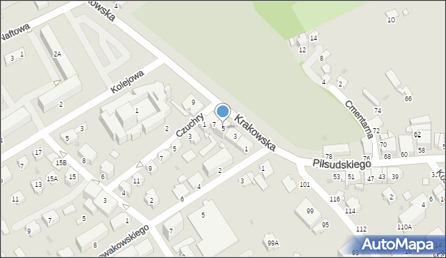 Krosno, Krakowska, 5, mapa Krosna