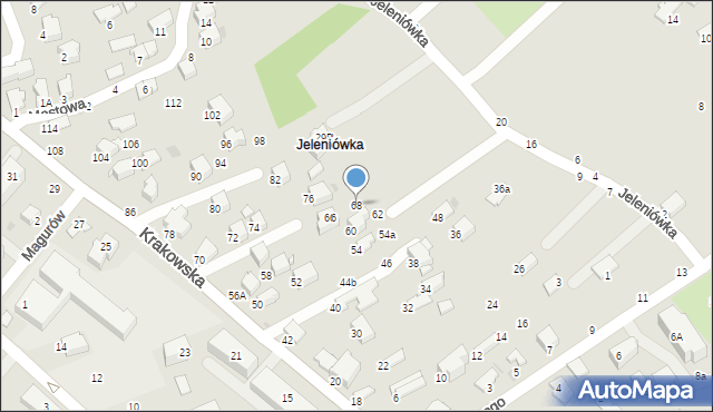 Krosno, Krakowska, 68, mapa Krosna