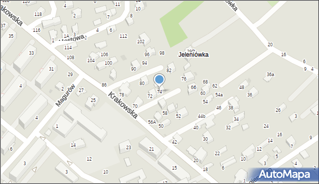 Krosno, Krakowska, 74, mapa Krosna