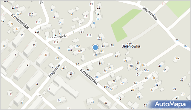 Krosno, Krakowska, 90, mapa Krosna