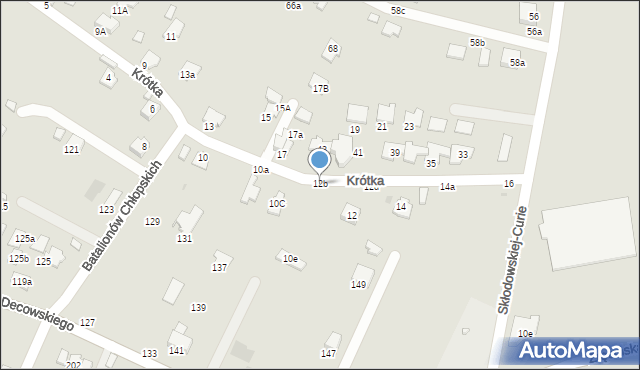 Krosno, Krótka, 12b, mapa Krosna