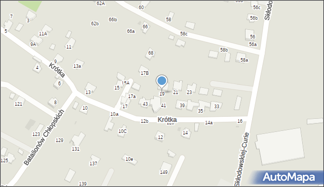 Krosno, Krótka, 19, mapa Krosna