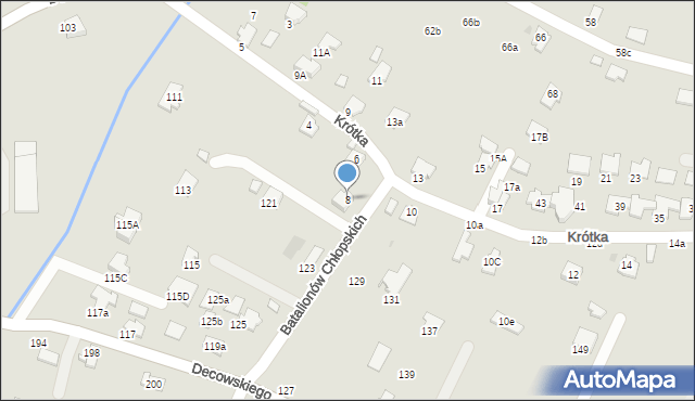 Krosno, Krótka, 8, mapa Krosna