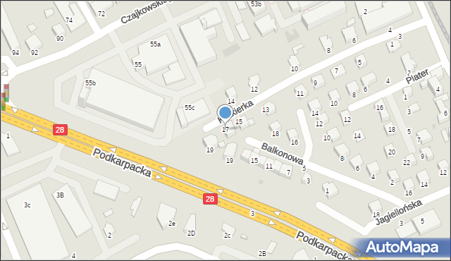 Krosno, Krukierka Jędrzeja, 17, mapa Krosna