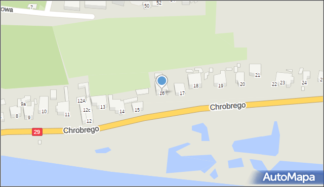 Krosno Odrzańskie, Króla Bolesława Chrobrego, 16, mapa Krosno Odrzańskie