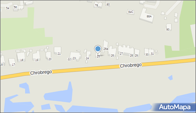 Krosno Odrzańskie, Króla Bolesława Chrobrego, 25, mapa Krosno Odrzańskie