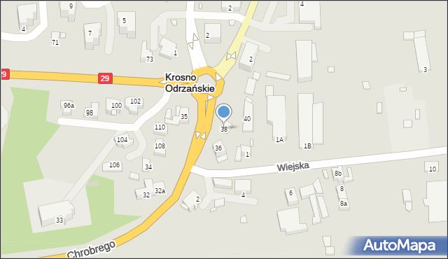 Krosno Odrzańskie, Króla Bolesława Chrobrego, 38, mapa Krosno Odrzańskie