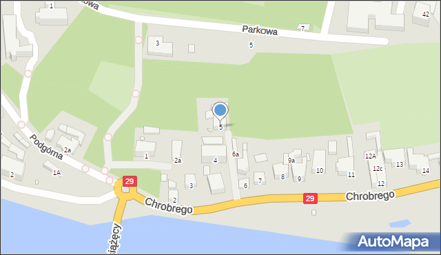 Krosno Odrzańskie, Króla Bolesława Chrobrego, 5, mapa Krosno Odrzańskie