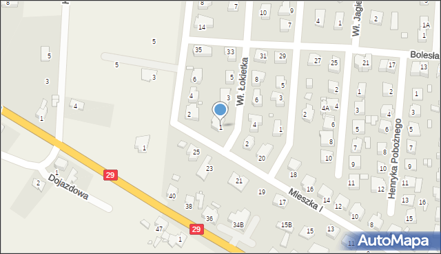 Krosno Odrzańskie, Króla Władysława Łokietka, 1, mapa Krosno Odrzańskie