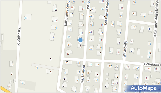 Krosno Odrzańskie, Króla Władysława Łokietka, 7, mapa Krosno Odrzańskie