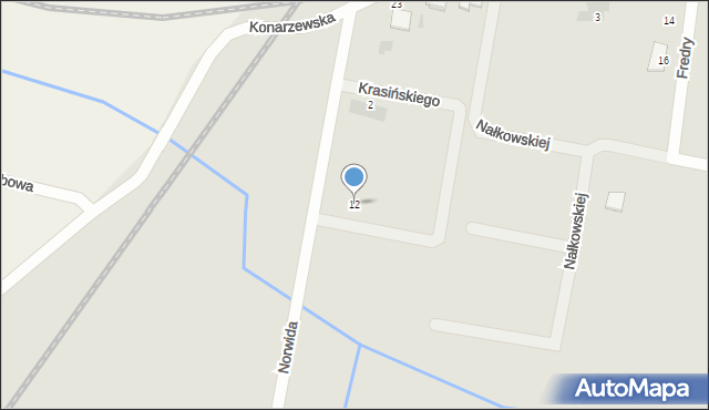 Krotoszyn, Krasińskiego, 12, mapa Krotoszyna