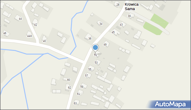 Krowica Sama, Krowica Sama, 51, mapa Krowica Sama