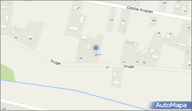 Krupe, Krupe, 45, mapa Krupe