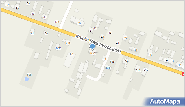 Kruplin Radomszczański, Kruplin Radomszczański, 62A, mapa Kruplin Radomszczański